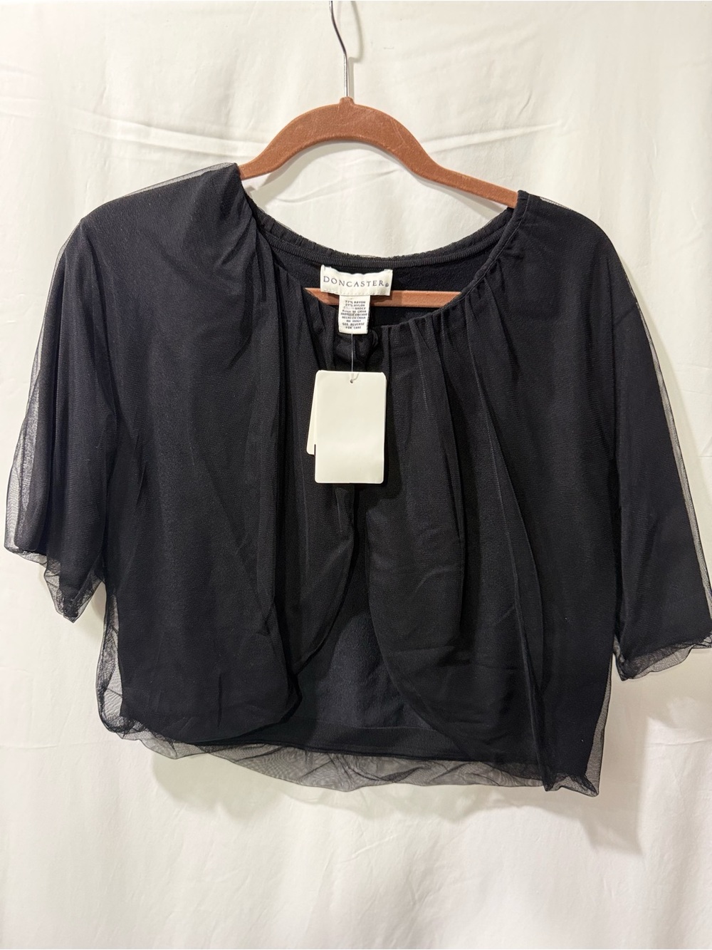 Doncaster Black Sheer Short-Sleeve Overlay Shrug